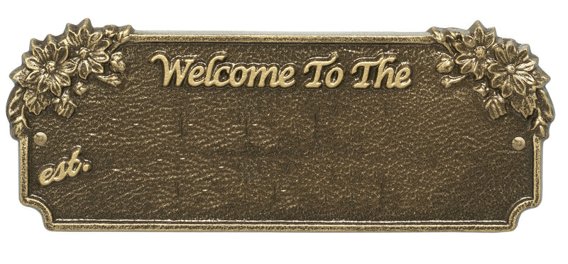 Welcome Sign with Flowers - Displays Name and Est. Date