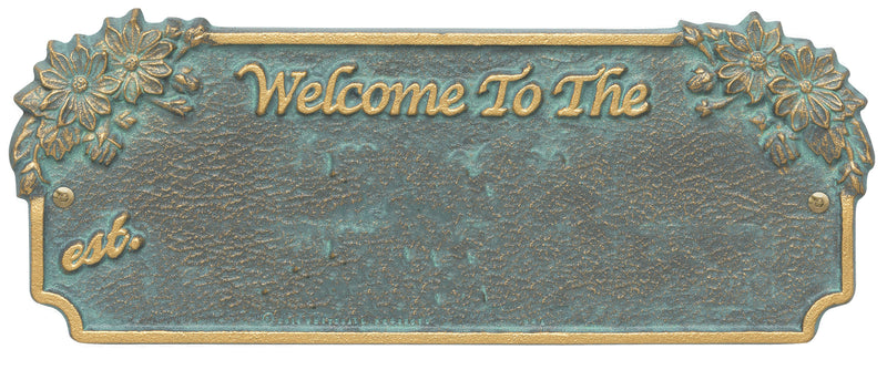Welcome Sign with Flowers - Displays Name and Est. Date
