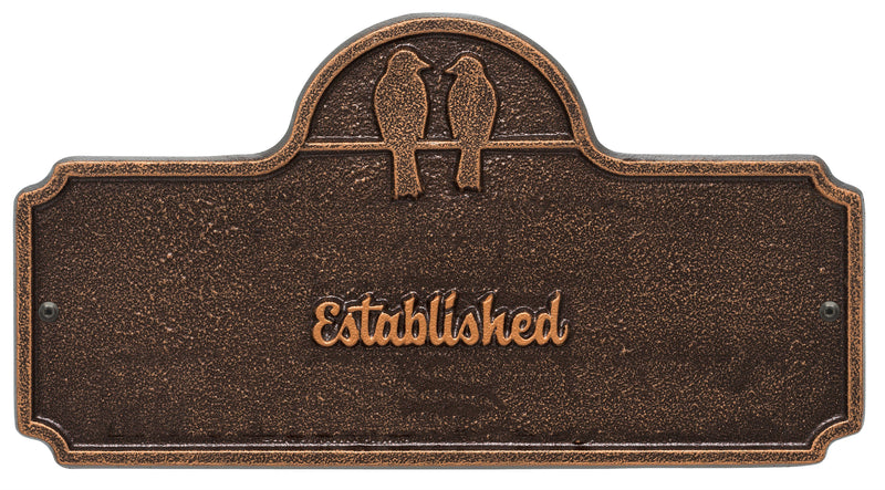Date Established Plaque with Love Birds