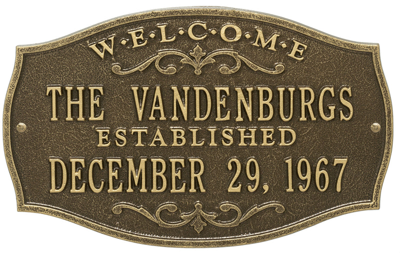 Welcome Plaque with Family Name and Established Date